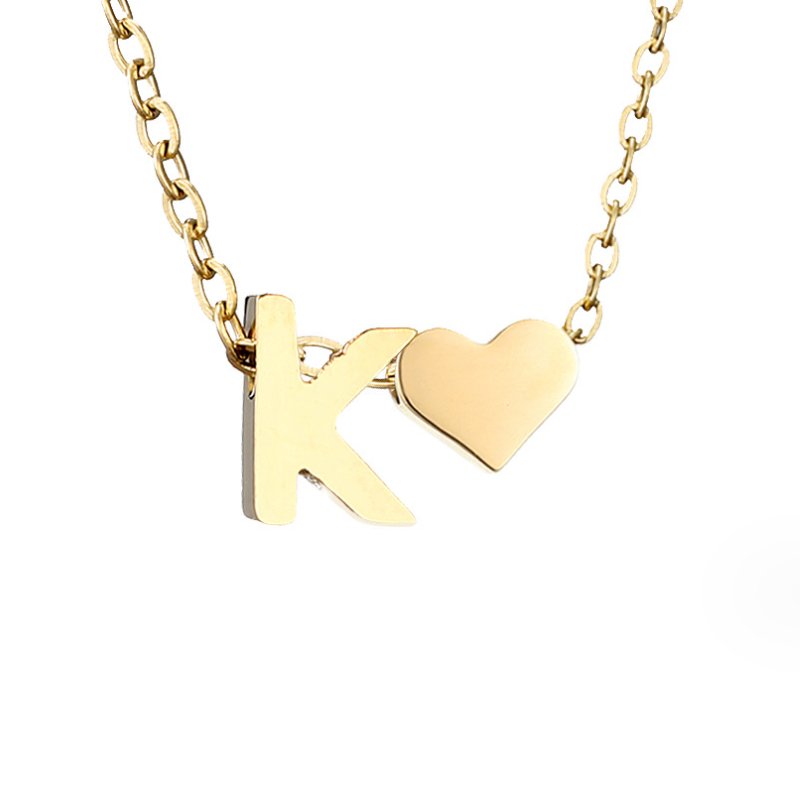Forever Love &amp; Letter Gold Necklace