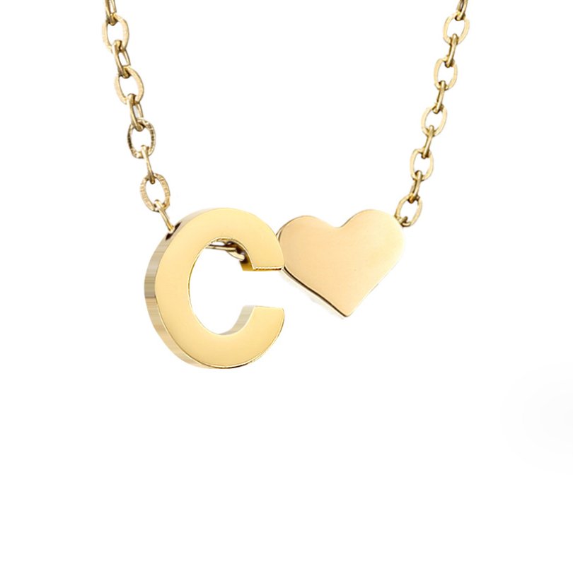 Forever Love &amp; Letter Gold Necklace