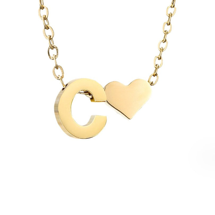 Forever Love &amp; Letter Gold Necklace