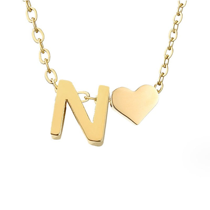 Forever Love &amp; Letter Gold Necklace