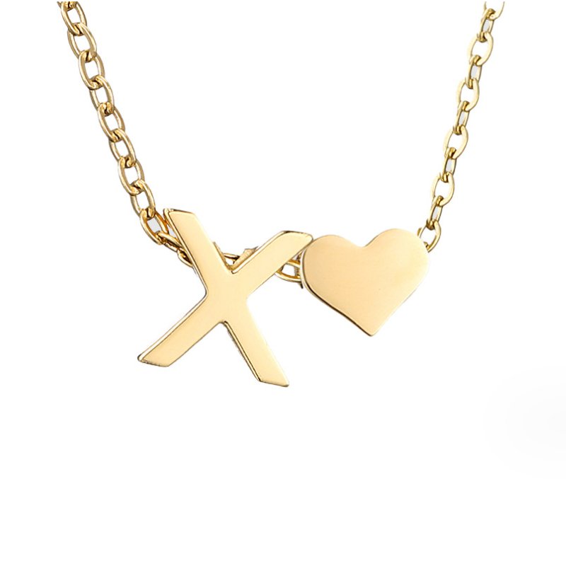 Forever Love &amp; Letter Gold Necklace