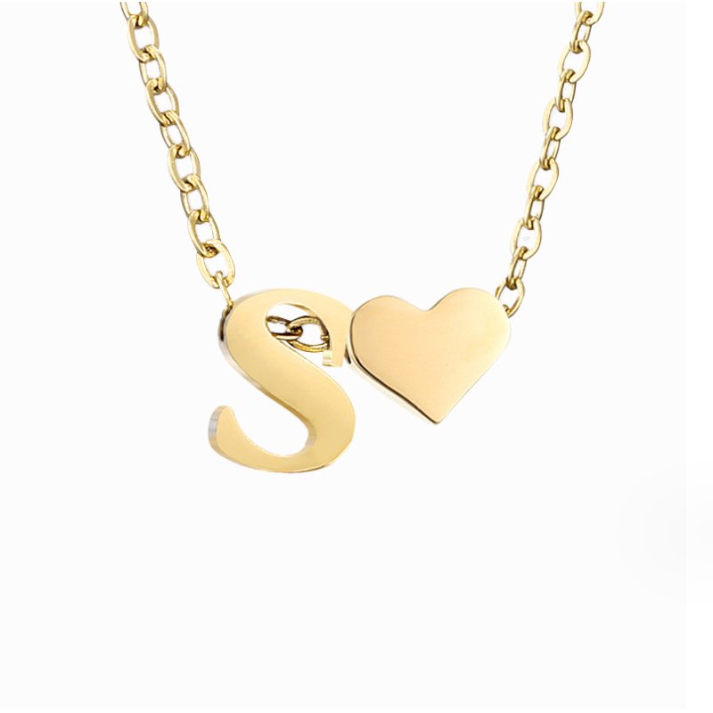 Forever Love &amp; Letter Gold Necklace