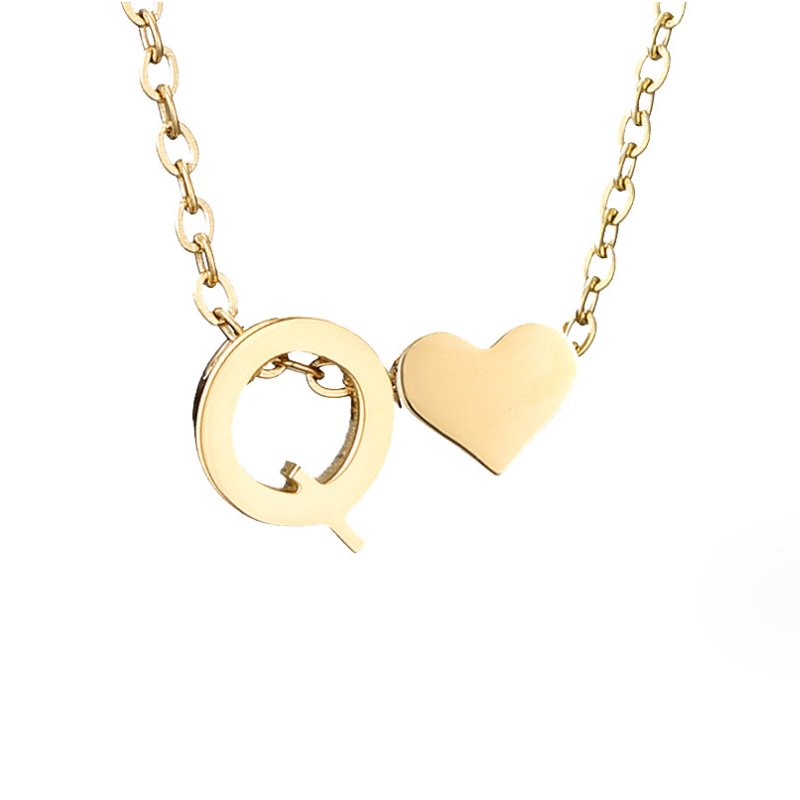 Forever Love &amp; Letter Gold Necklace