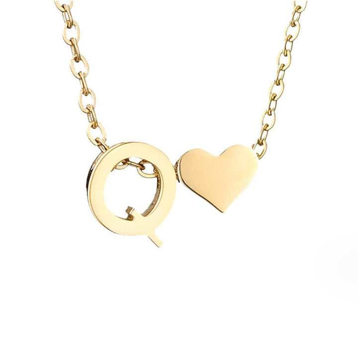 Forever Love &amp; Letter Gold Necklace