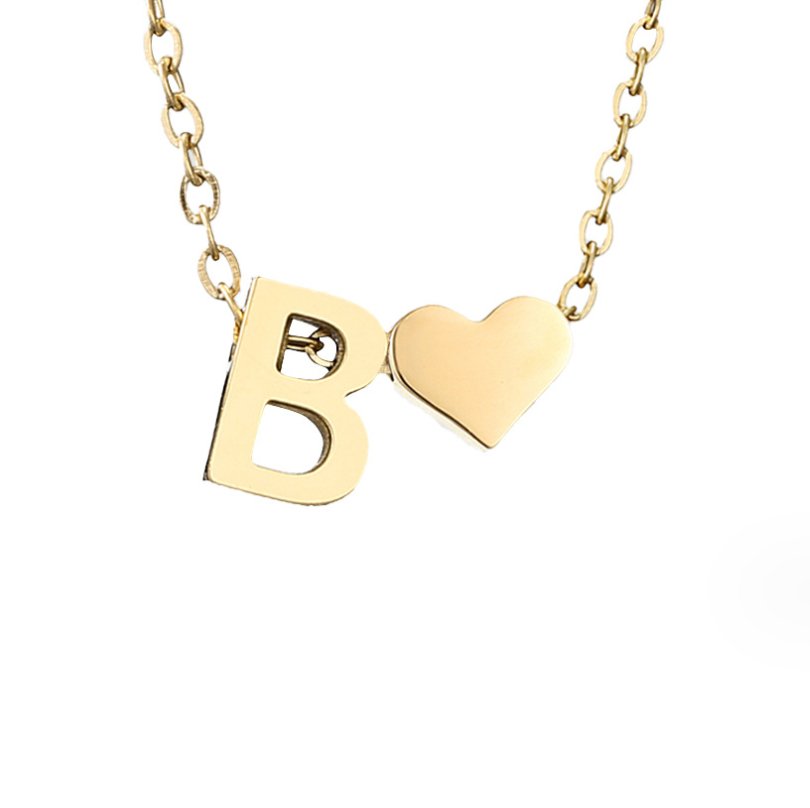 Forever Love &amp; Letter Gold Necklace