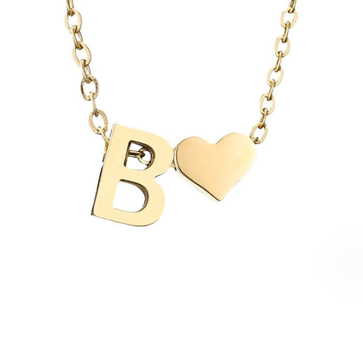 Forever Love &amp; Letter Gold Necklace