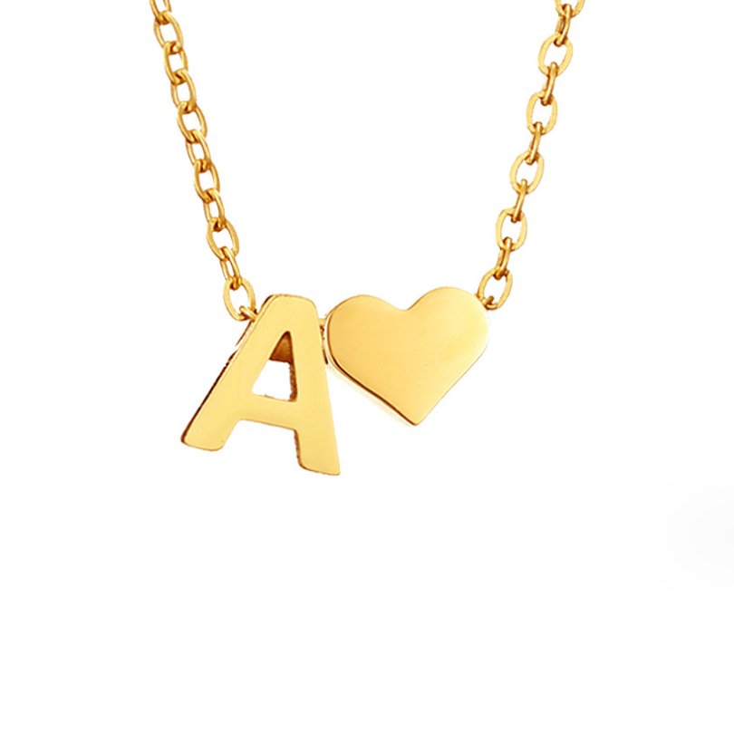 Forever Love &amp; Letter Gold Necklace