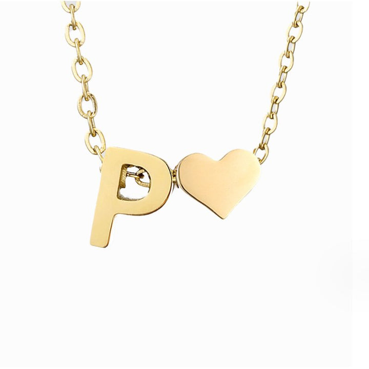 Forever Love &amp; Letter Gold Necklace
