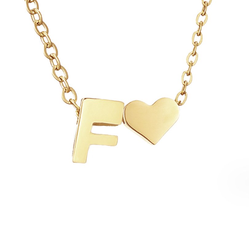 Forever Love &amp; Letter Gold Necklace