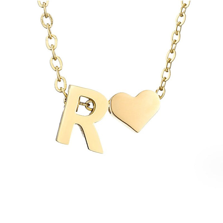 Forever Love &amp; Letter Gold Necklace