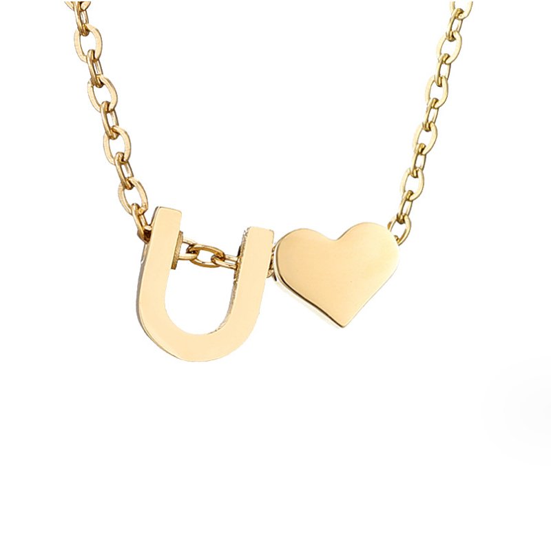 Forever Love &amp; Letter Gold Necklace