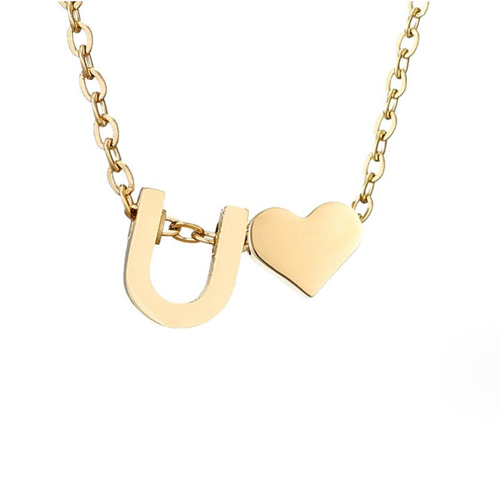 Forever Love &amp; Letter Gold Necklace