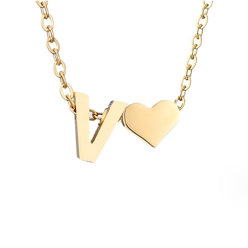 Forever Love &amp; Letter Gold Necklace