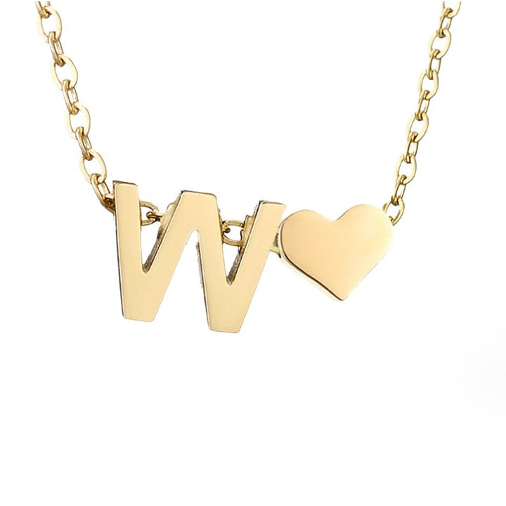 Forever Love &amp; Letter Gold Necklace