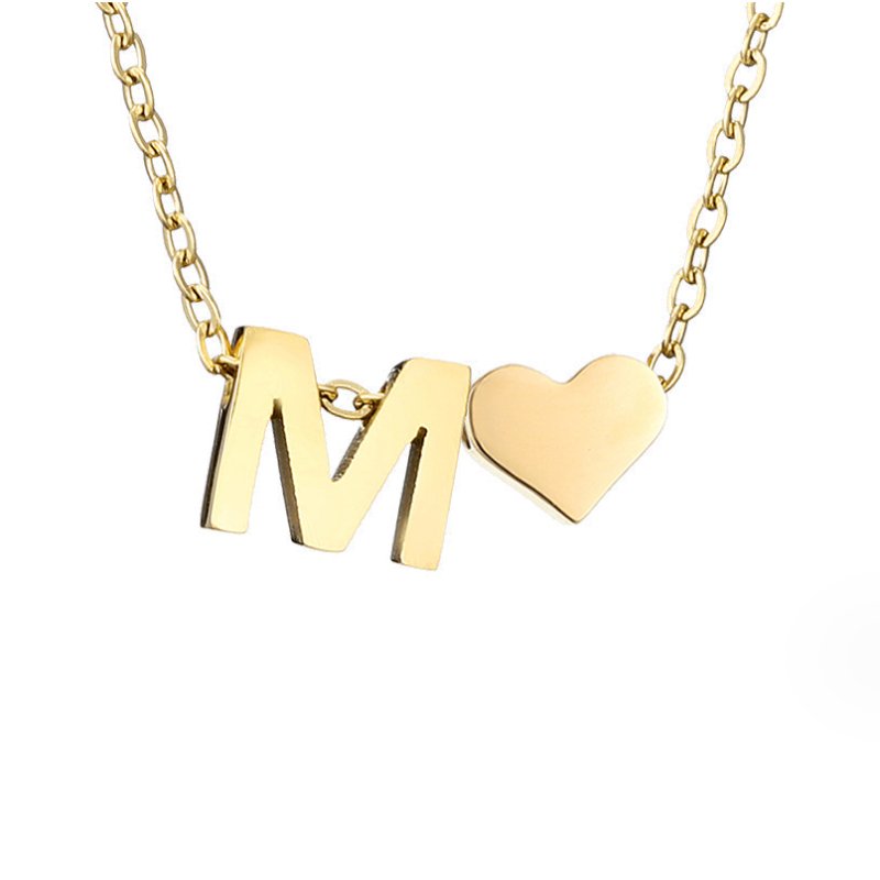 Forever Love &amp; Letter Gold Necklace