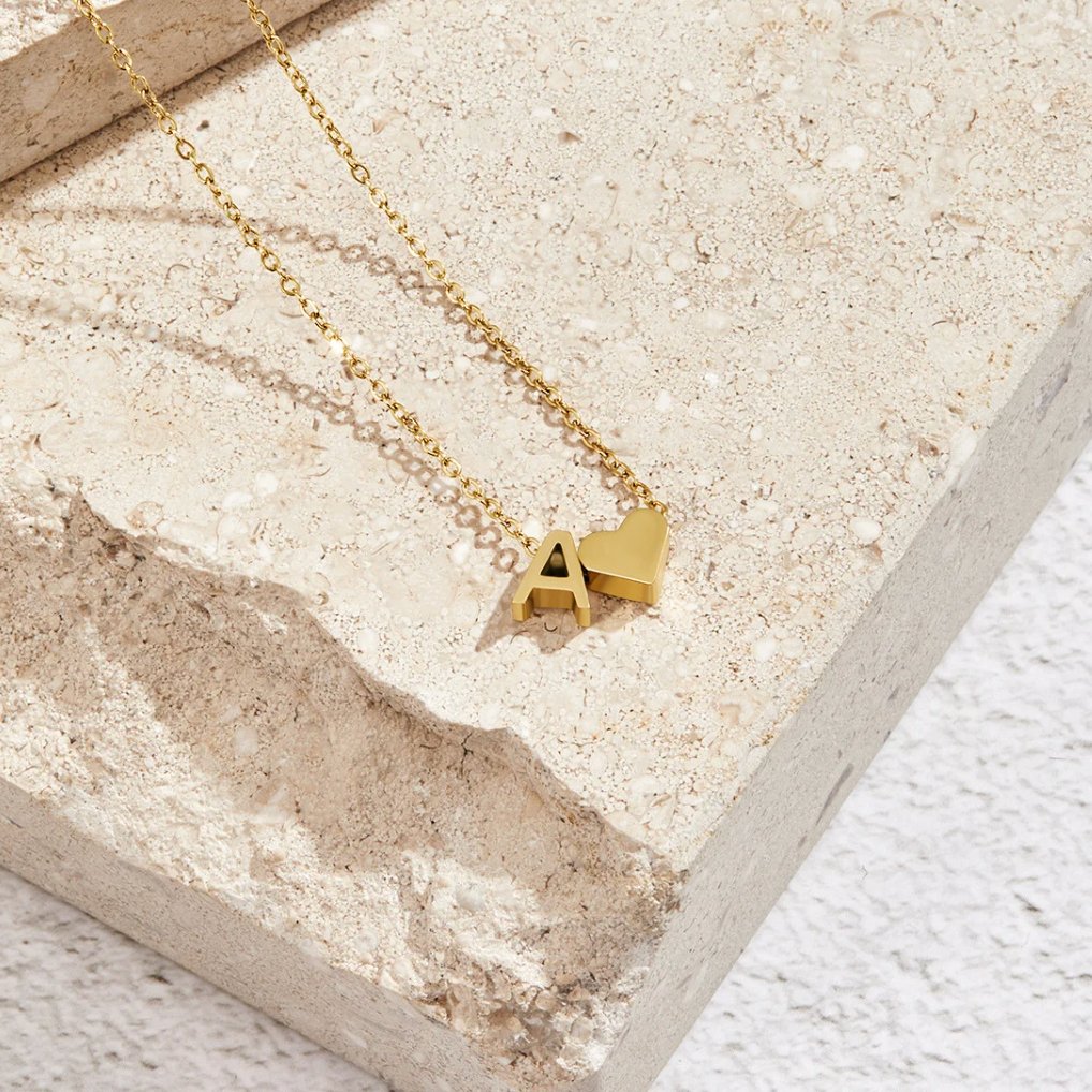 Forever Love &amp; Letter Gold Necklace