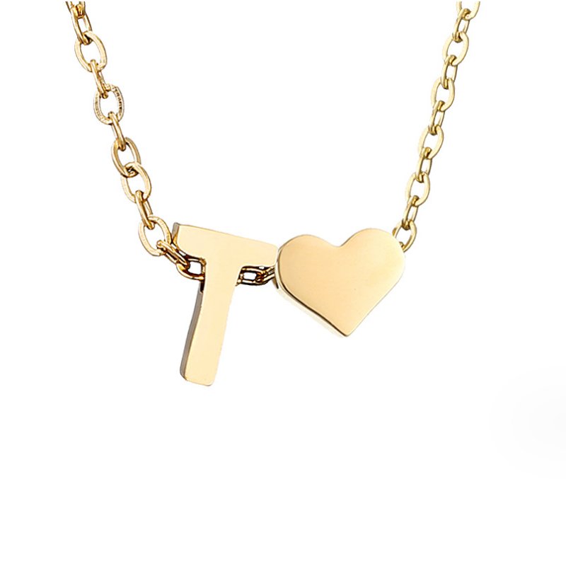 Forever Love &amp; Letter Gold Necklace