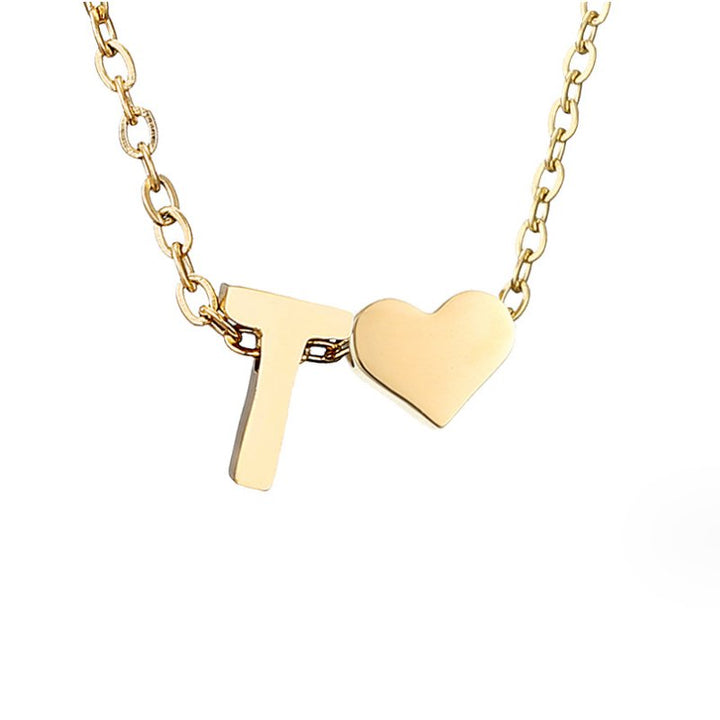Forever Love &amp; Letter Gold Necklace
