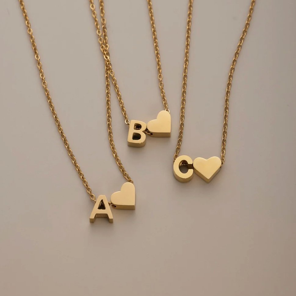 Forever Love &amp; Letter Gold Necklace