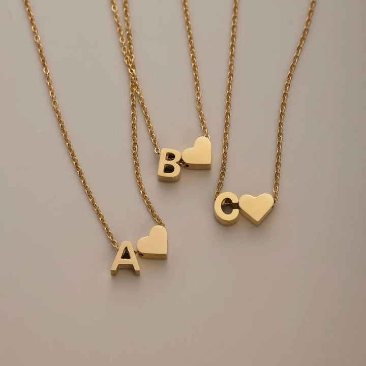 Forever Love &amp; Letter Gold Necklace