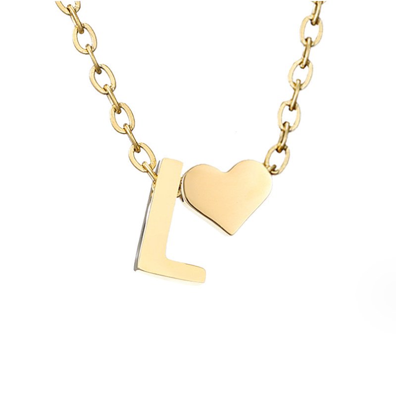 Forever Love &amp; Letter Gold Necklace