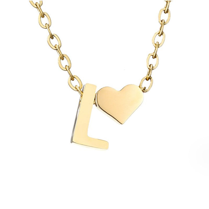 Forever Love &amp; Letter Gold Necklace