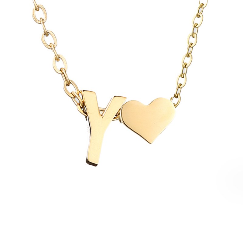 Forever Love &amp; Letter Gold Necklace