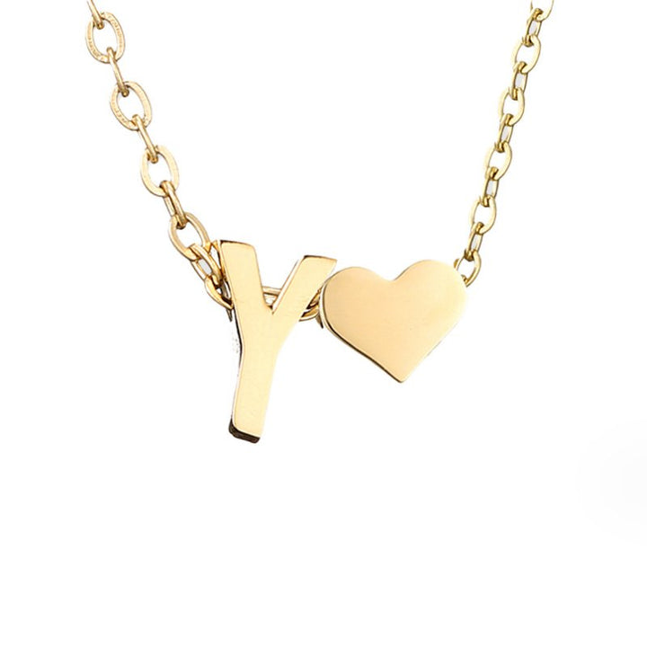 Forever Love &amp; Letter Gold Necklace