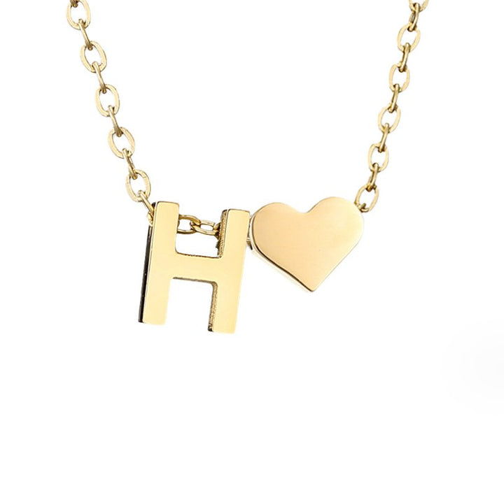 Forever Love &amp; Letter Gold Necklace