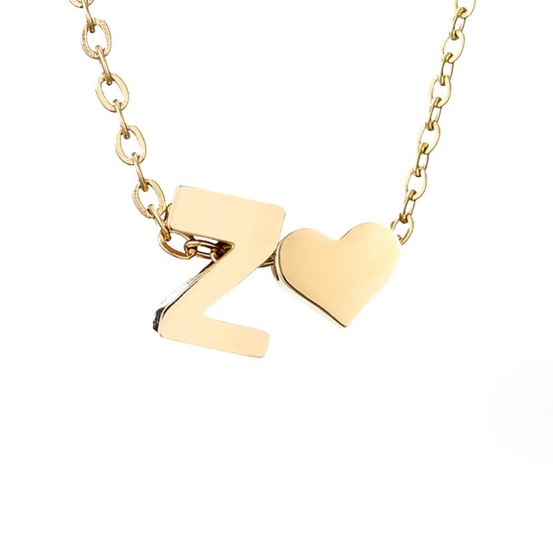 Forever Love &amp; Letter Gold Necklace