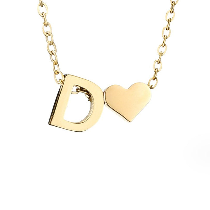 Forever Love &amp; Letter Gold Necklace