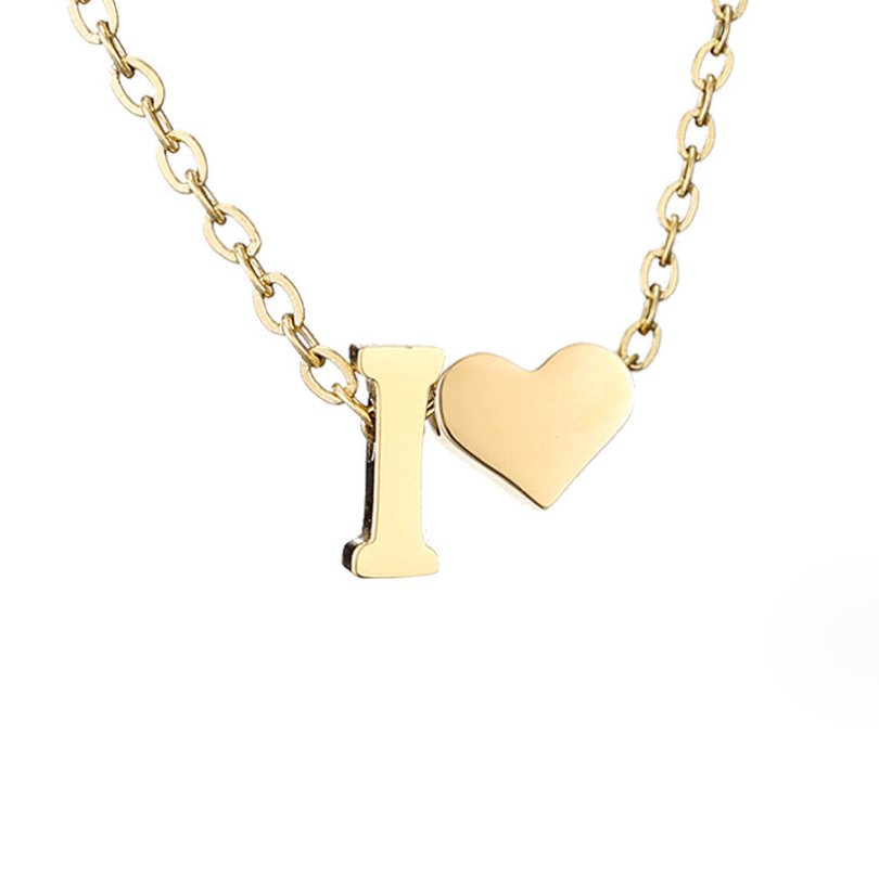 Forever Love &amp; Letter Gold Necklace