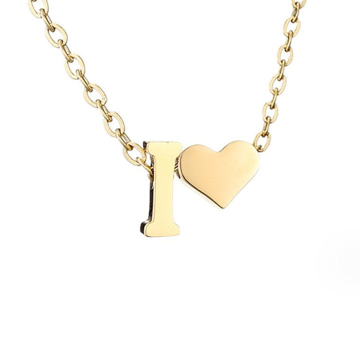 Forever Love &amp; Letter Gold Necklace