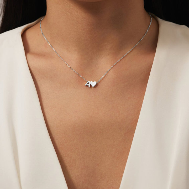 Forever Love &amp; Letter Silver Necklace