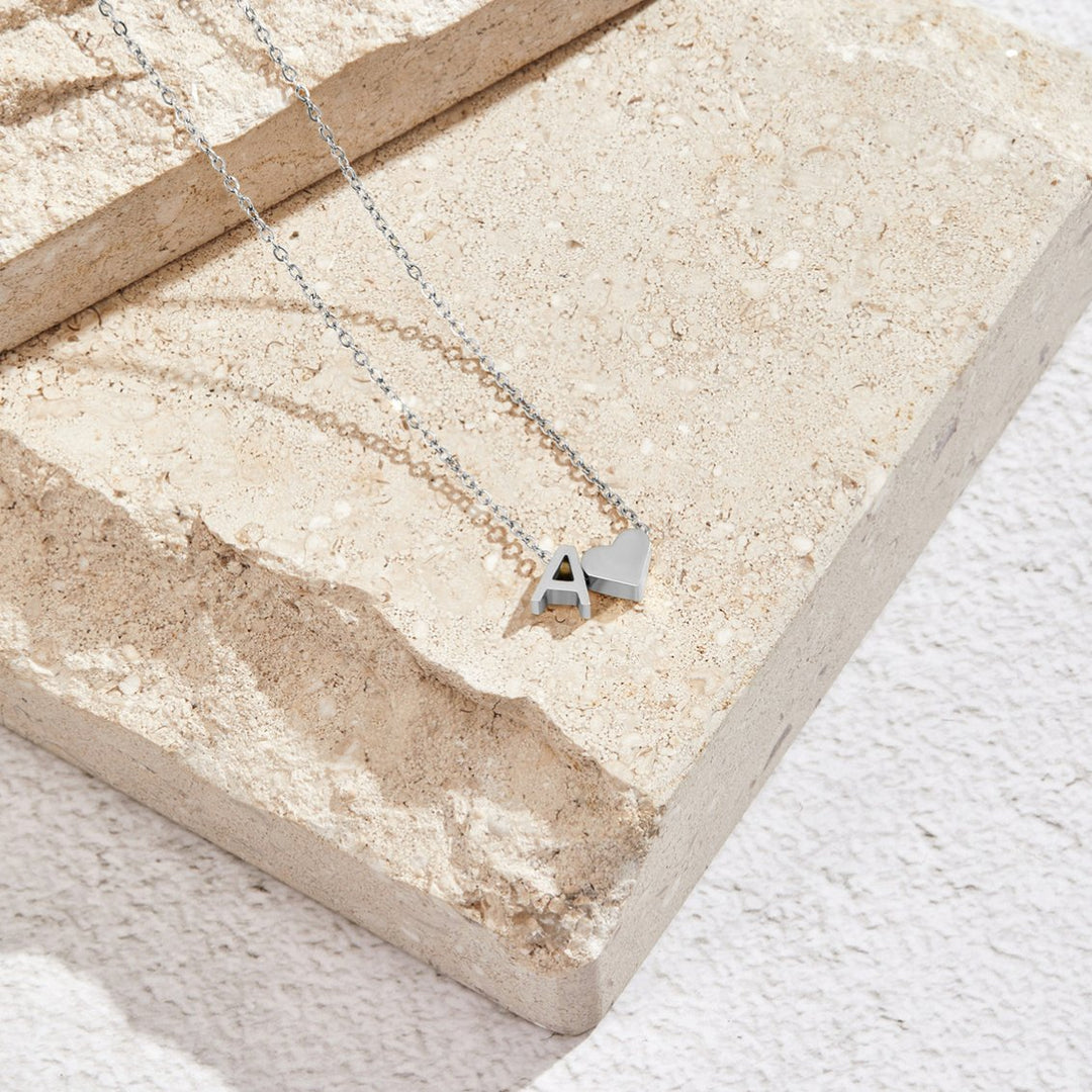 Forever Love &amp; Letter Silver Necklace